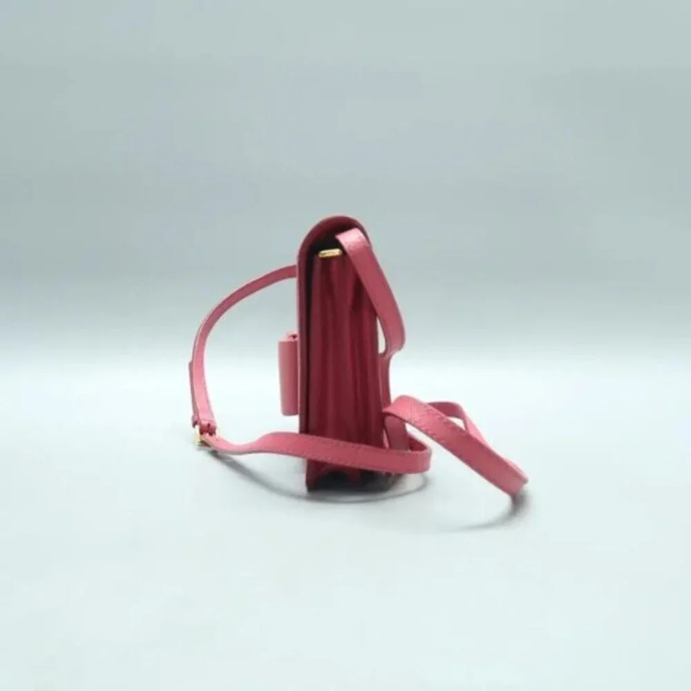 PRADA Saffiano Pink Bow Leather Shoulder Bag 390-082825 - Picture 3 of 13